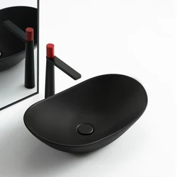Customize Black Bathroom Sink Complete Set Oval Sanitar Ware Bathroom Round Ceramic Sink Wash