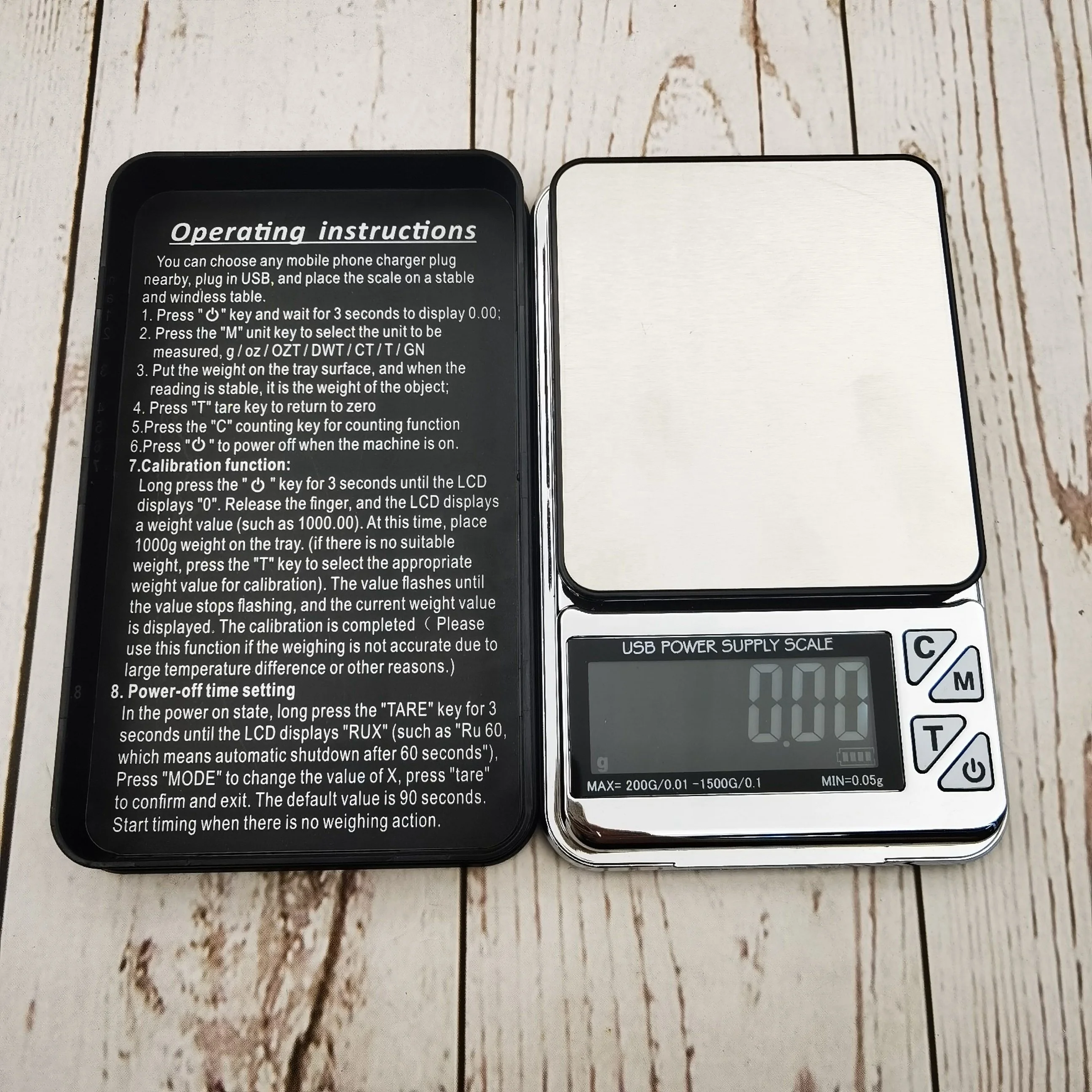 USB Power Supply 0.1g 0.01g electronic balance 200g 500g 1kg electronic jewelry scale Double range jewelry pocket scale