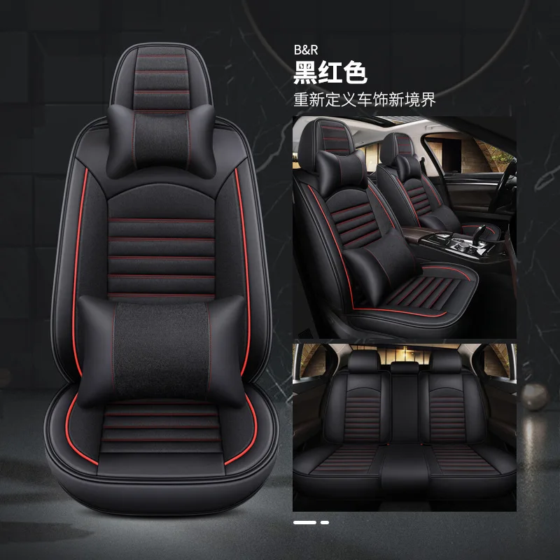 Customized Auto 9Pcs Black Front and Rear Leather Seat Covers Universal Full Set Luxury Car Seat Covers For Toyota Camry