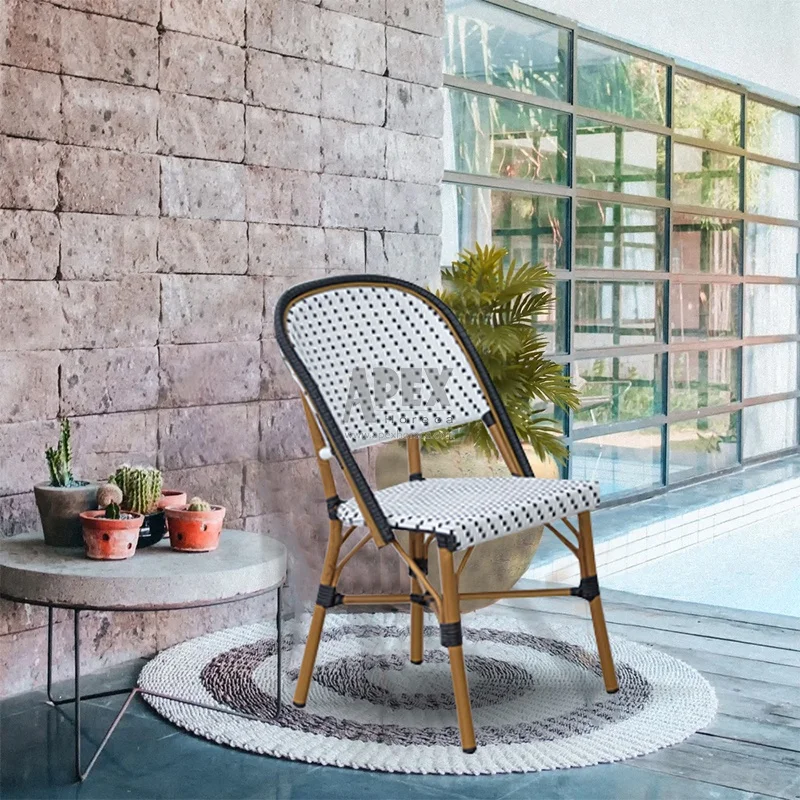 Outdoor customized furniture restaurant rattan wicker weaving Bamboo cafe bistro chairs garden set