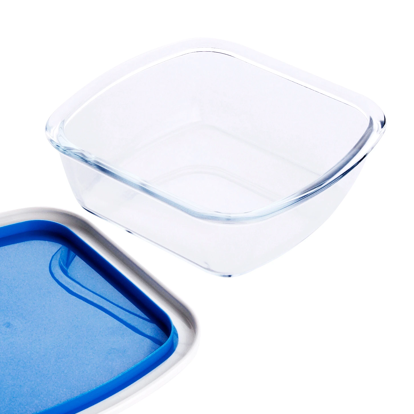 1 л прозрачная квадратная термостойкая боросиликатная посуда для выпечки из закаленного стекла с пластиковой крышкой