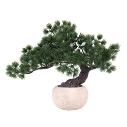High Simulation Indoor Decorative Potted Faux Artificial Pine Tree Japanese Cypress Bonsai Plants