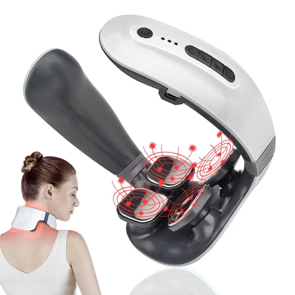 2021 powerful wireless Mini Electric EMS Neck Massager Intelligent Remote Control Heating electronic Smart Portable Neck Massage