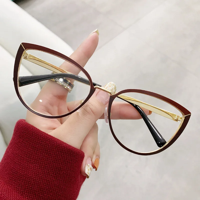 2024 Cat Eye Glasses Frame Fashion Metal Glasses Anti Blue Light Glasses For Women