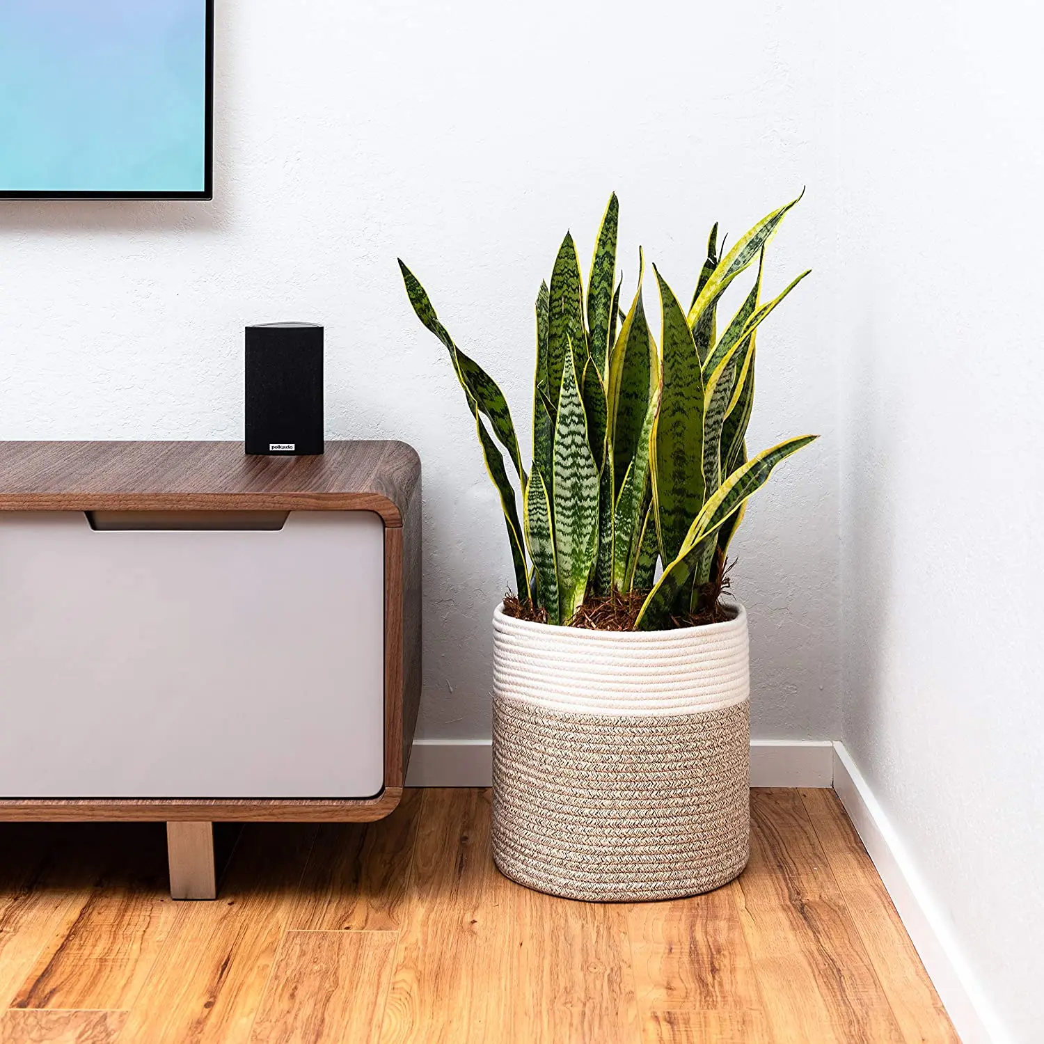 KUYUE Cotton Rope Woven Planter Basket Plant and Pots Baskets Indoor House Planter Basket Fabric Foldable Opp Bag Folding Manual