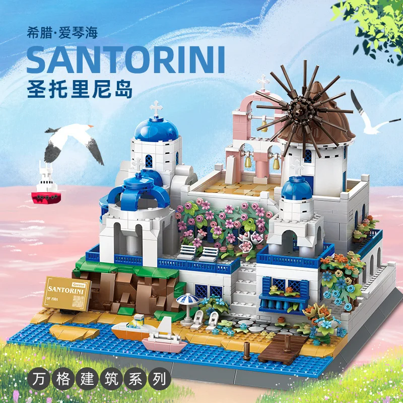 6230 креативная архитектура Греция Санторини-Фира MOC конструктор игрушечный строительный блок для детей набор пластиковых блоков из АБС