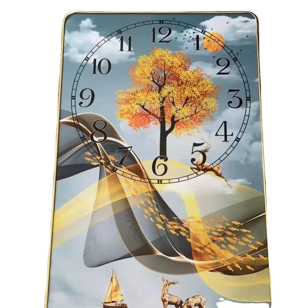 africa customised cheap shiny different new styles wall cadre  wooden photo frame clock with tirm strip for wall decor