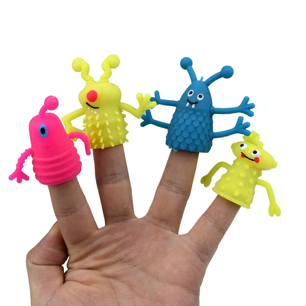 Monster Mini Soft TPR Toys Colorful Silicone Plastic Finger Puppet Set For Kids