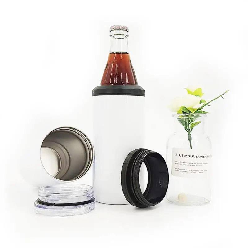 US Warehouse stocked hot sales 16oz double wall stainless steel sublimation blanks can cooler for soda liquor beer with 2 lids