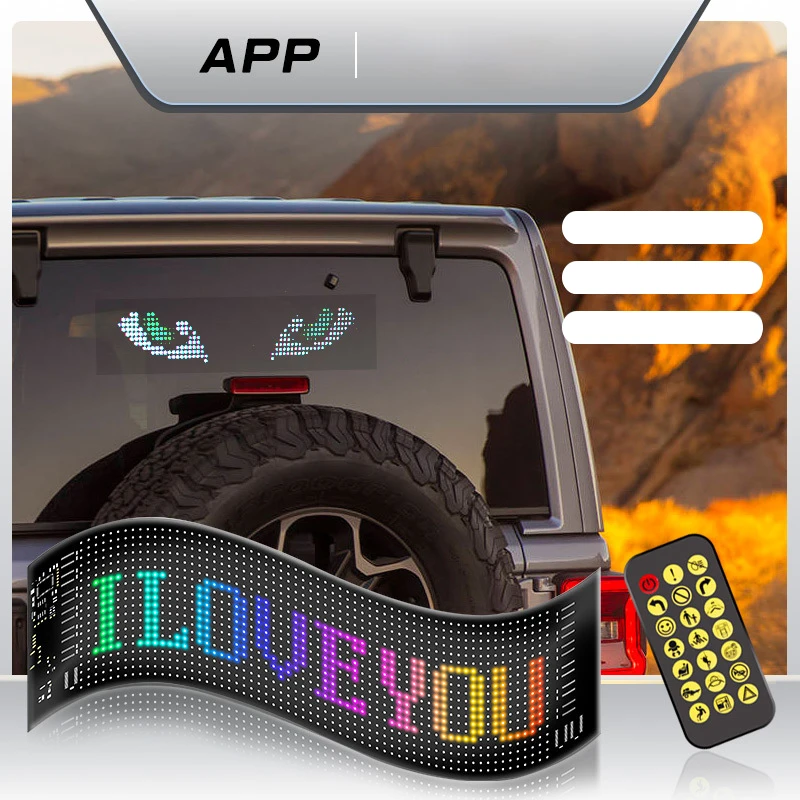 App control car led Advertising display Flexible LED car sign programmable led display for Store Car Bar
