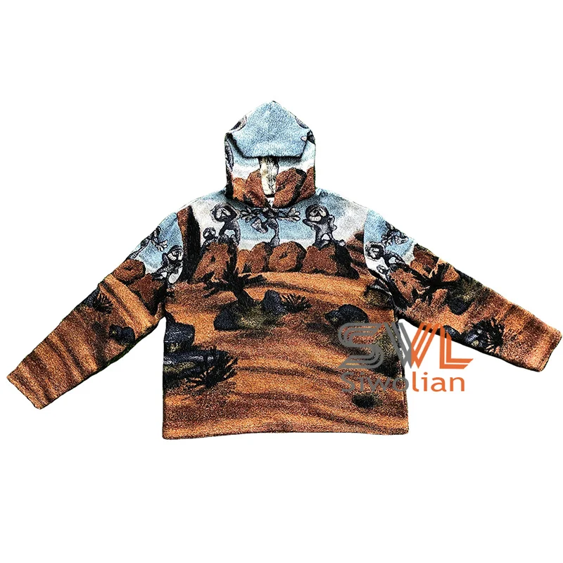 Vintage Tapestry hoodie custom Mens woven sweatshirt Anime design Tapestry Hoodie Blanket Jacquard sweater hoodie