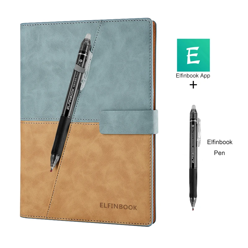 
 Elfinbook X, оптовая продажа, пользовательский журнал, умный многоразовый стираемый водонепроницаемый блокнот из переработанной искусственной кожи A5 с ручкой  