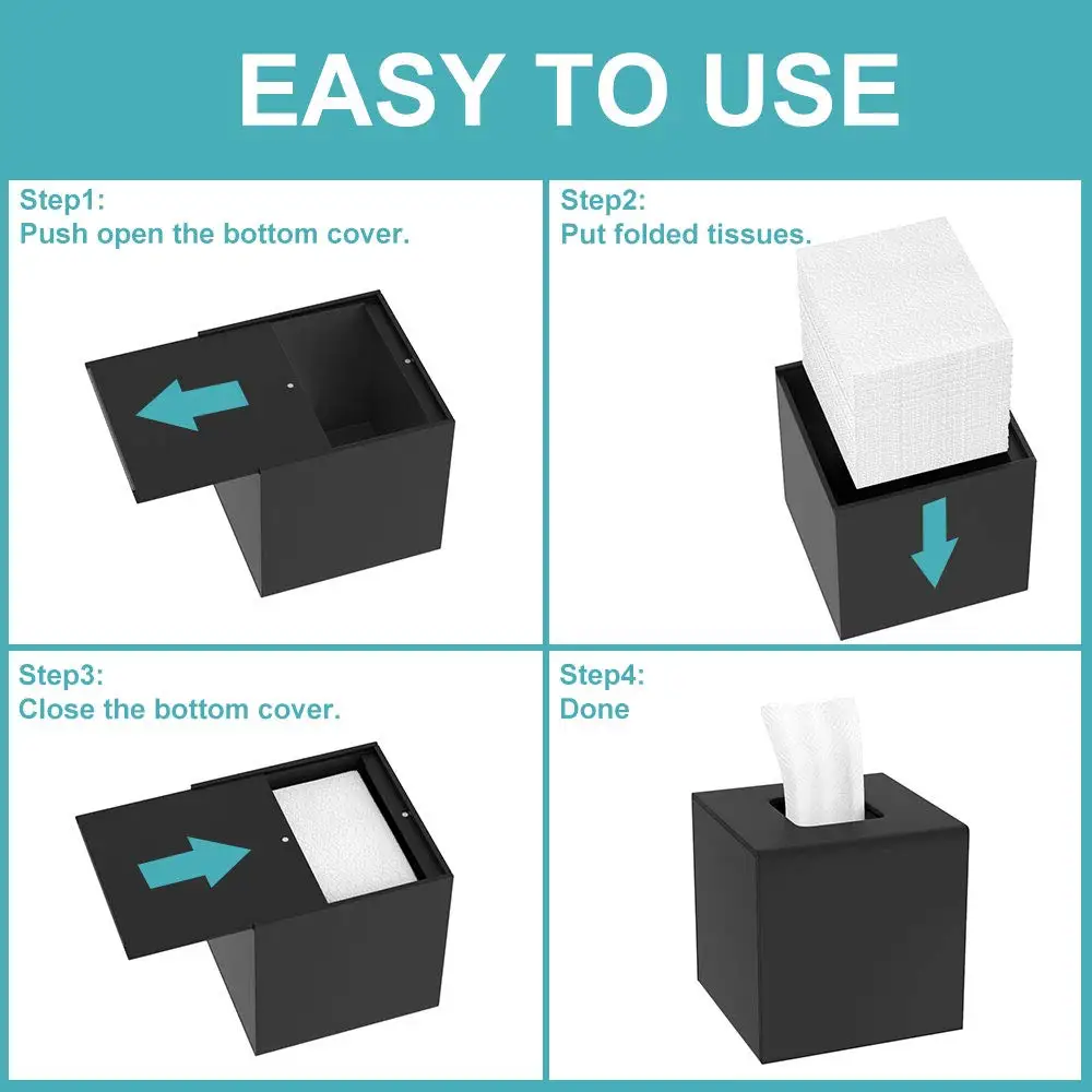 Wholesale acrylic black tissue box Transparent Toilet Paper napkin box