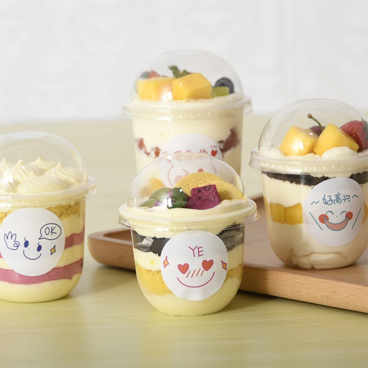 Disposable Plastic Cups Clear Transparent Food Container Jelly Pet Yogurt Cake Mousses Dessert