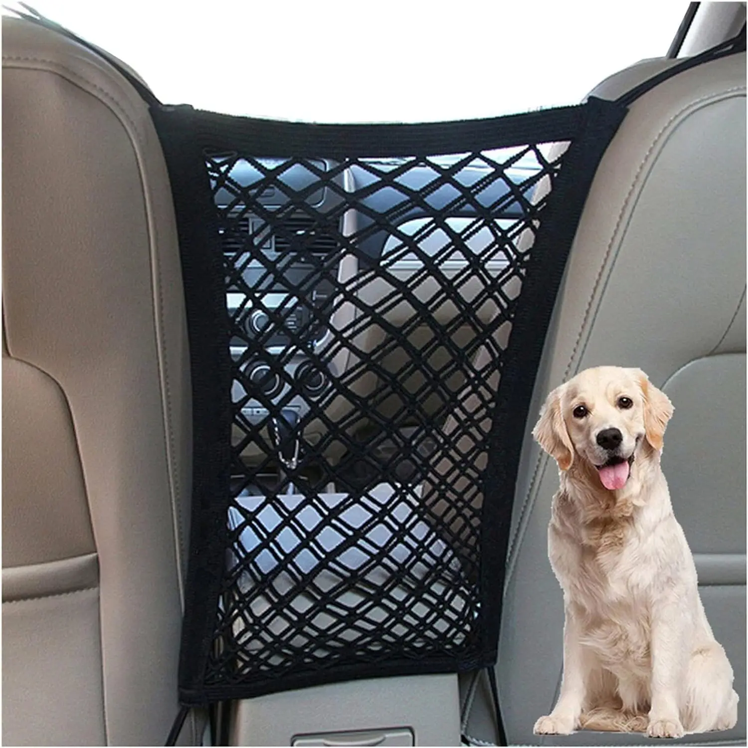 Dog Car Net Barrier Pet Barrier with Auto Safety Mesh Organizer Baby Stretchable Storage Bag Universal