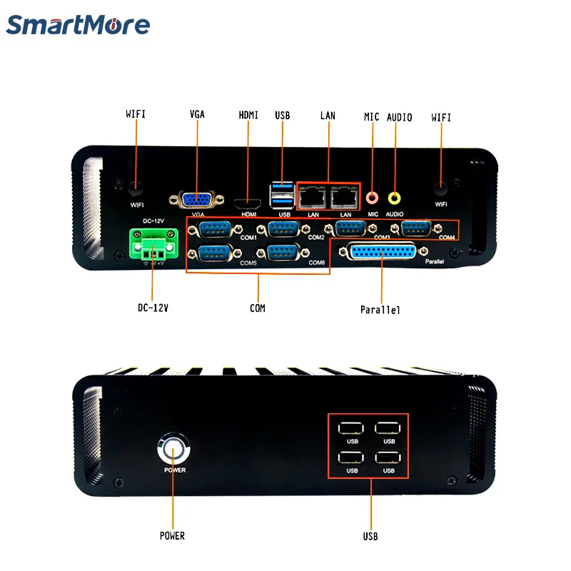 SmartMore промышленный все в одном мини-ПК Core i5 i7 компактный встроенный безвентиляторный промышленный компьютер и аксессуары