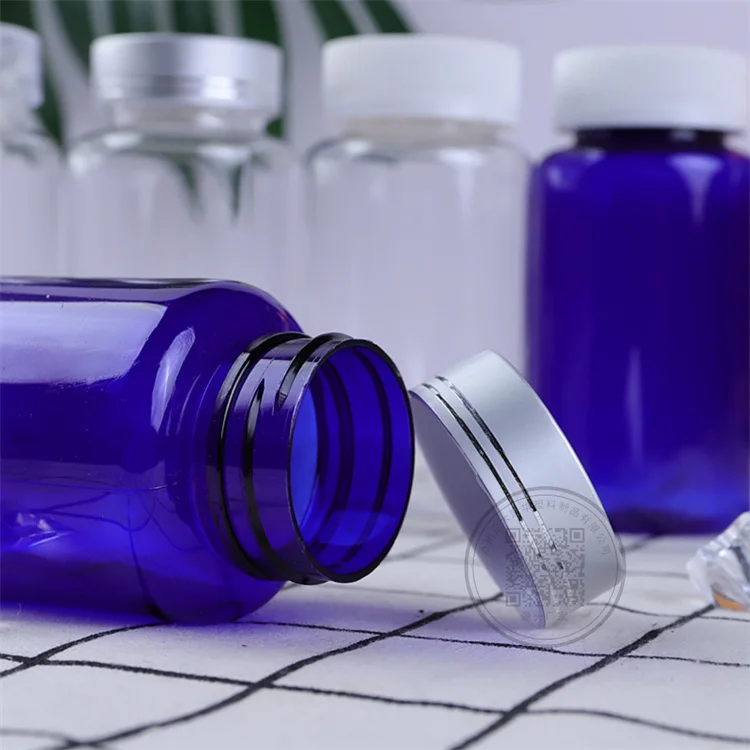Wholesale Empty Cobalt Blue  Medical Pet Plastic Tablet Bottle For Capsule