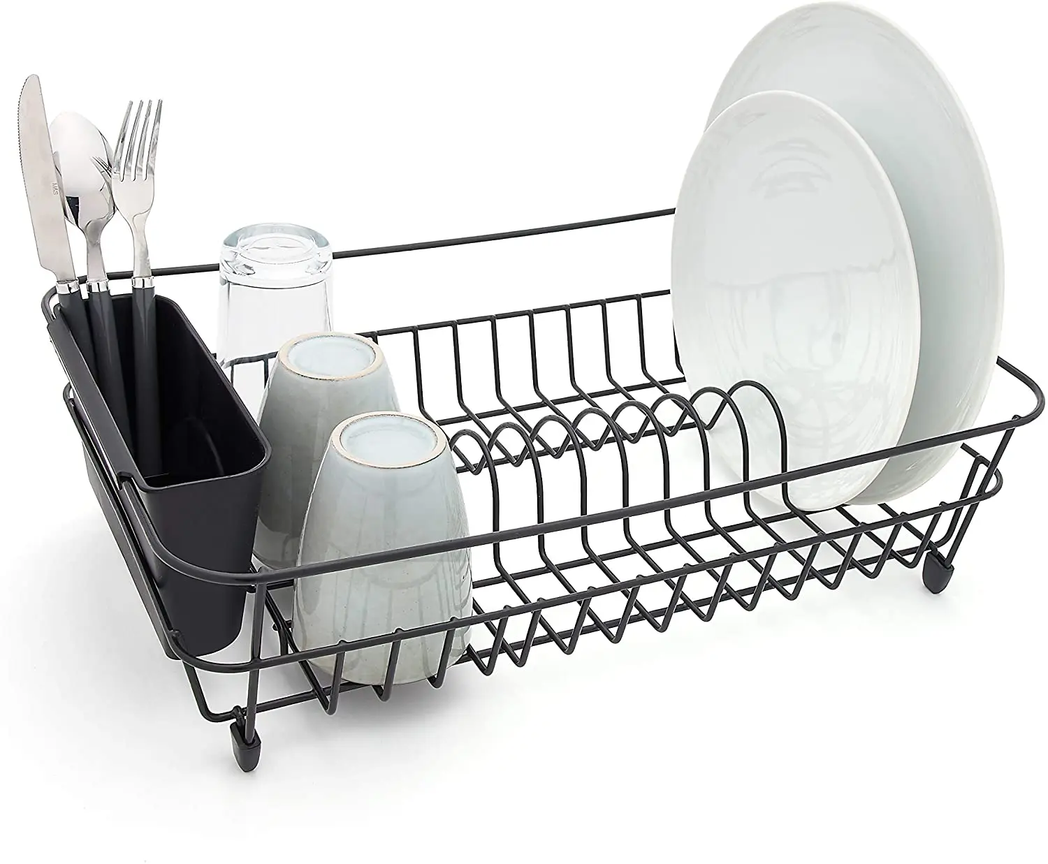 Hot sale new simplywire - Black Dish racks with Cutlery Basket - Anti Rust kitchen Hygienic Convenient dish rack steel cheap
