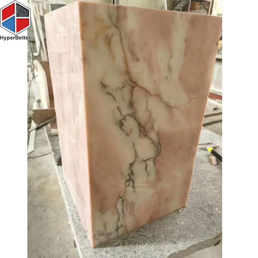 Natural pink marble onyx plinth table and plinth center table