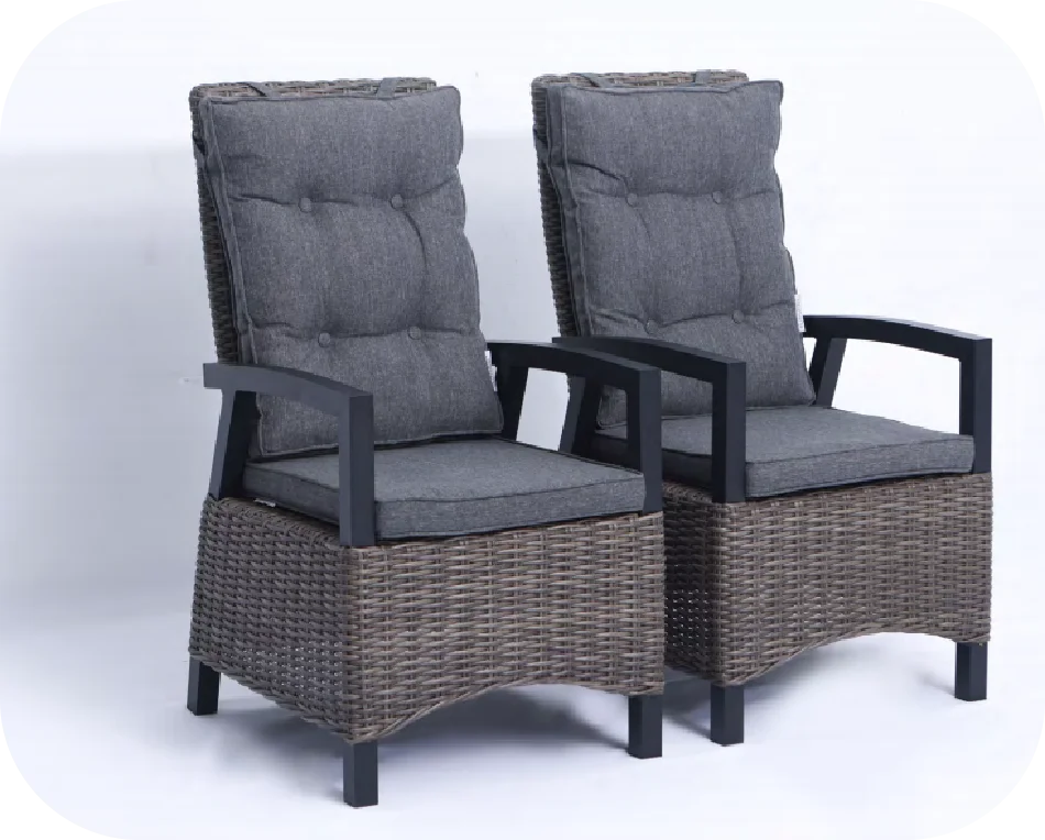 YOHO outdoor furniture Luxury Garden Patio rattan Dining set adjustable leisure chair High end stretchable table dining set