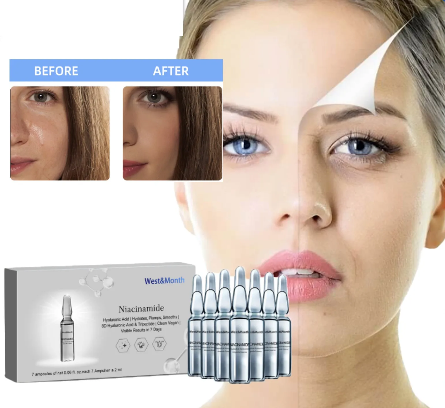 20% Vitamin C Hyaluronic Acid Starfish Skin Repair Hydrating Anti Aging Ampoule Serum Moisturizing Face Serum