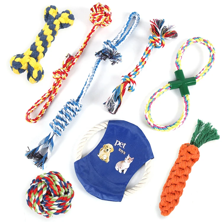
 8 pack pet chewing toy set cotton rope tooth cleaning dog chew toys pet supplies  