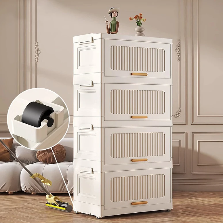 Multi Layers 6 Cabinet Foldable Clothes Boxes Shoes Toys Food Organizer Storage Container Boxes Bins with Lid for Clothes