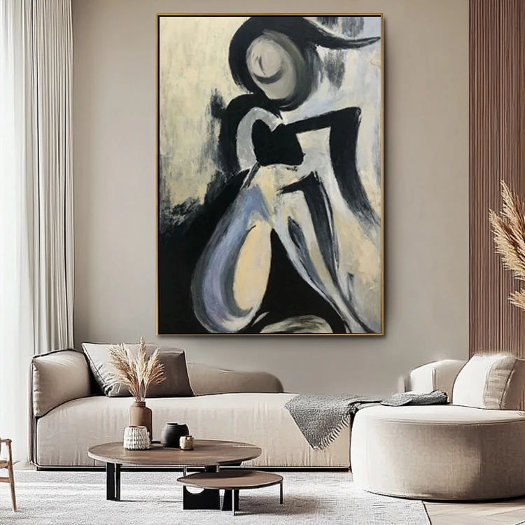 Original Handmade Canvas Female Modern Abstract Wall Art Decor Love Figure Portrait Painting Woman
