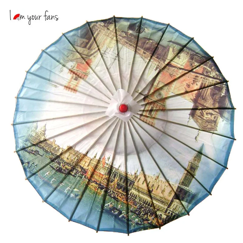 Wholesale Paper Wedding Umbrella White Parasols Custom Handmade Plain Craft Umbrella with Wooden Handle