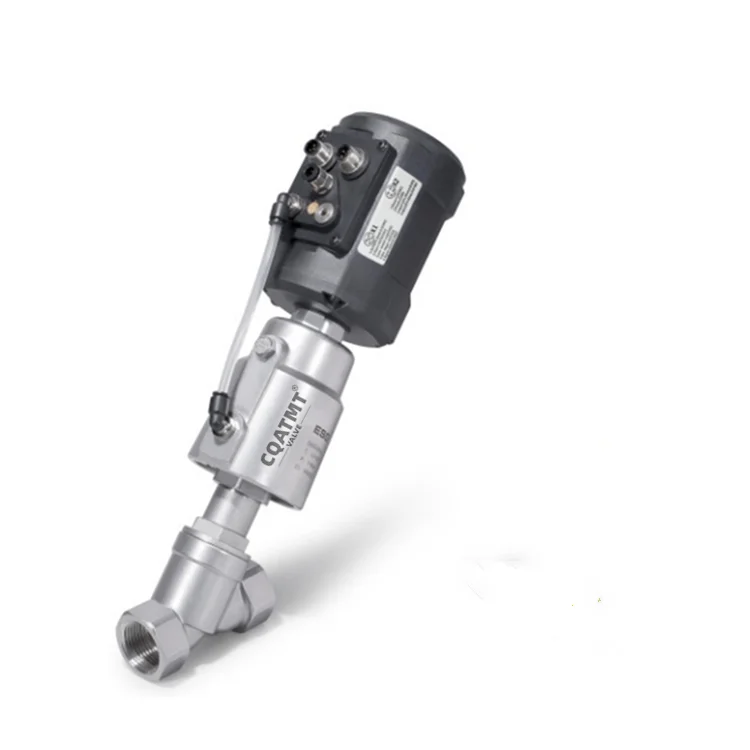 High quality CQATMT intelligent pneumatic proportional control valve Y-type SS304 pneumatic actuator angle seat valve.