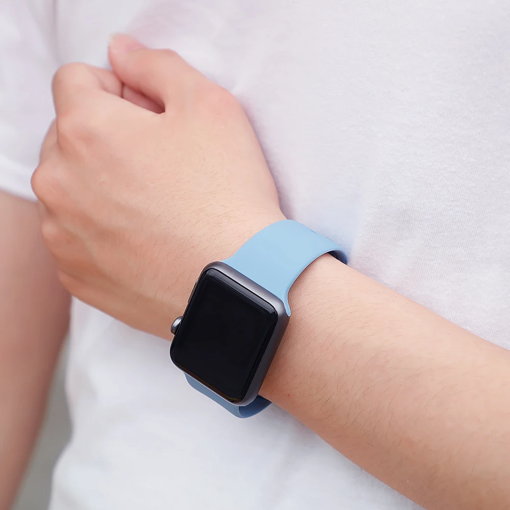  Ремешок силиконовый для Apple Watch спортивный браслет смарт-часов iWatch series 3 4 5 6 se 44 мм 40 42