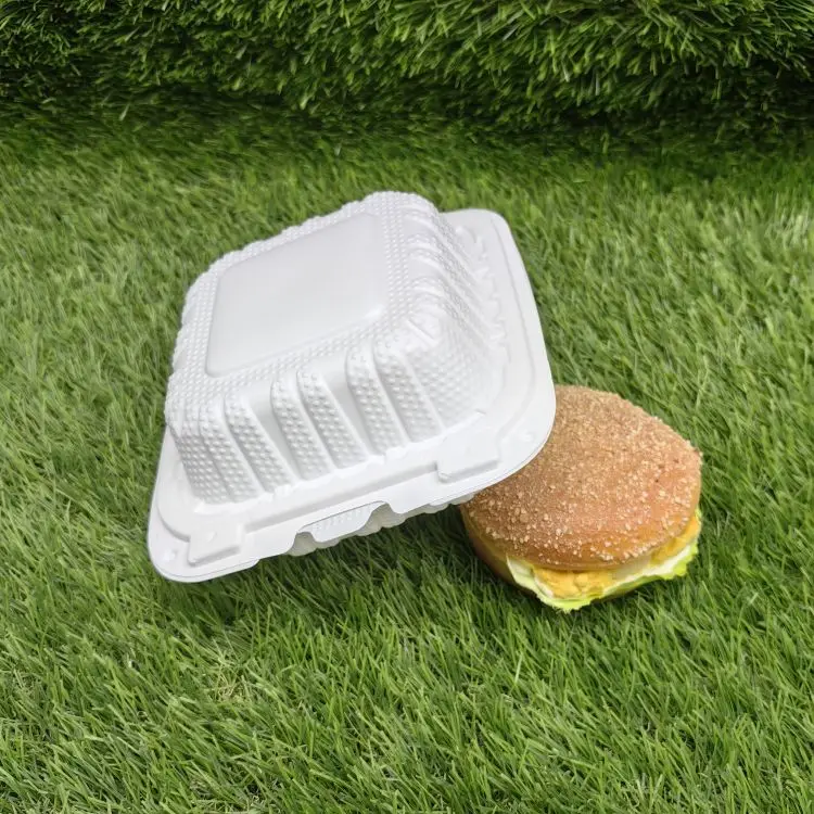 Disposable Sturdy Plastic MFPP Food box 6*6inch for Hamburger