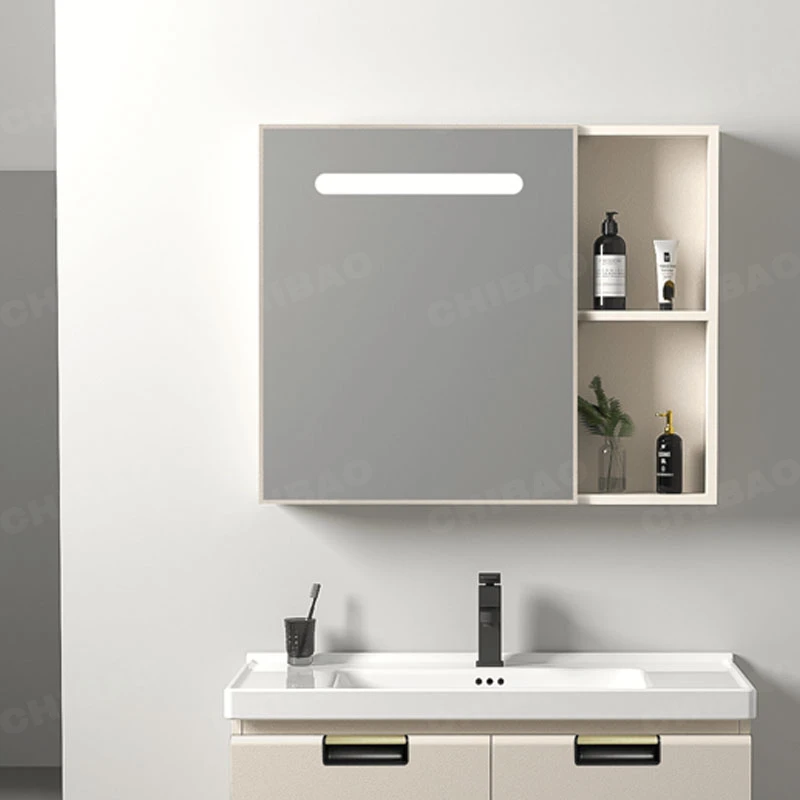 Modern Mirror Cabinet with Ceramic Basin Vanity Bath Room Furniture with Sensor Light Mirror Cabinet with Sink Vanity