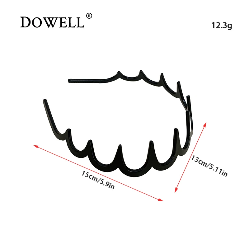 Dowell Unisex Sporty Black Plastic Headbands Wholesales Tooth Hair Comb Non-Slip with Teeth