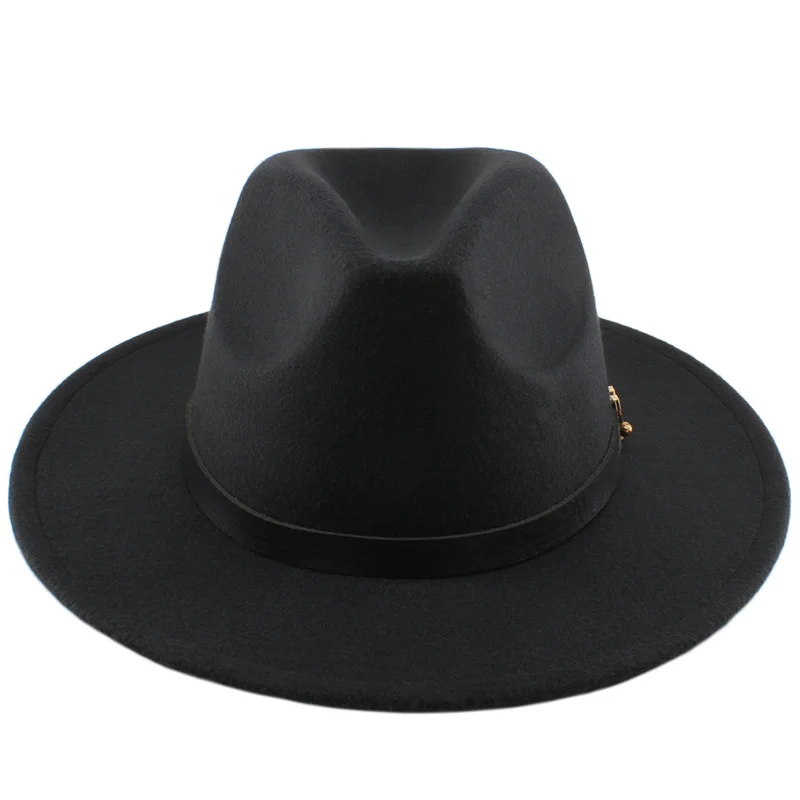 Шляпа с широкими полями для мужчин и женщин, простая Панама из искусственной смеси шерсти, чёрная/зеленая, однотонная фетровая, для церкви, Дерби