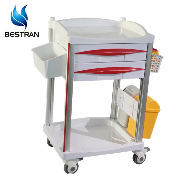 BT-CY20 ABS Two drawers Clinical Trolley mobile plastic trolley with drawer hospital medical trolley cart emergency