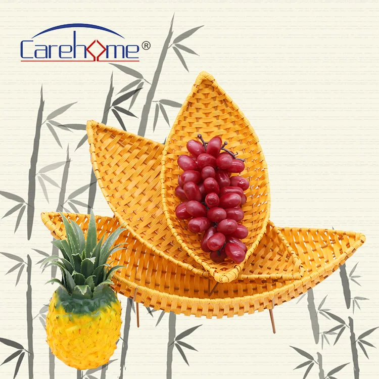 Carehome Bamboo Bread Basket Handmade Weaving 3 Tiered Moon Shape Washable Fruit Vegetables Display Storage Basket