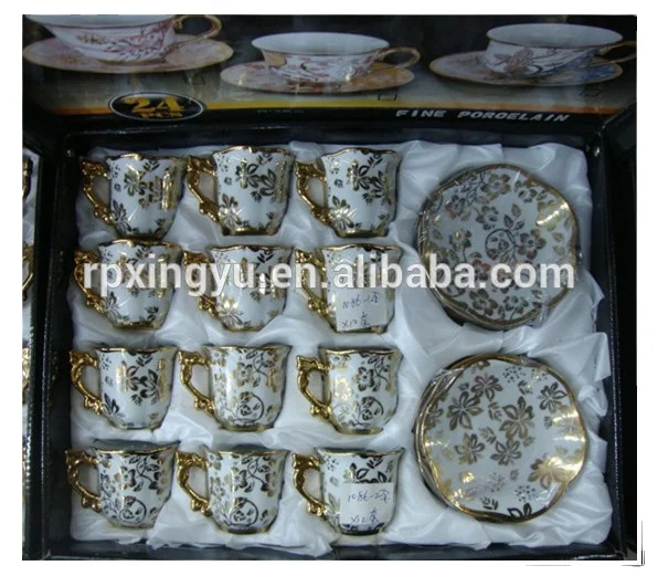 90cc porcelain silver tea cup set
