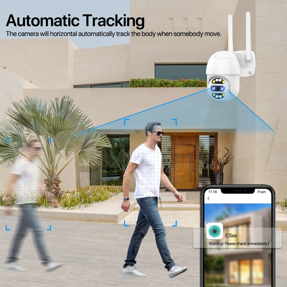 Full Color 4MP 10X Double Lens Outdoor Night Vision P2P Icsee Waterproof Wifi CCTV PTZ Camera