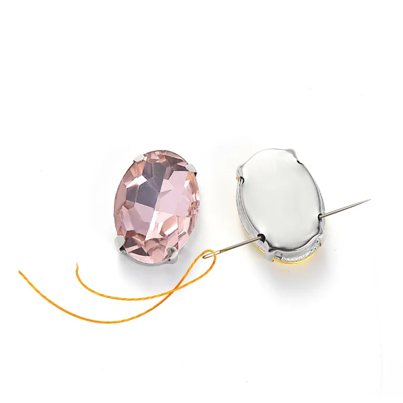 High Quality Full Size Oval Glass Crystal Rhinestone Flat Back  Claw Glass Crystal Sewn On Rhinestone Clothes Accessories