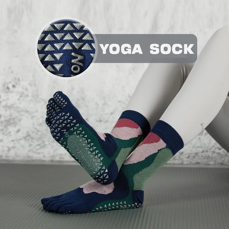 free sample Hot selling custom logo long yoga socks with grip non-slip 5 Toe socks for yoga pilates