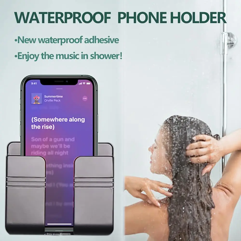 Accept Custom Super Sturdy Durable Cellphone Wall Mount Adhesive Mobile Phone Wall Charger Holder for Shower/Charging