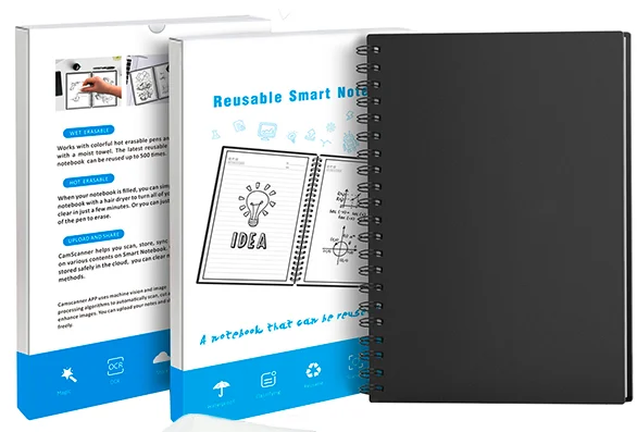 High Quality A5 Size PP Cover Reusable Smart Notebook Spiral Binding  Erasable Rocketbook Notebook with Cam Scanner