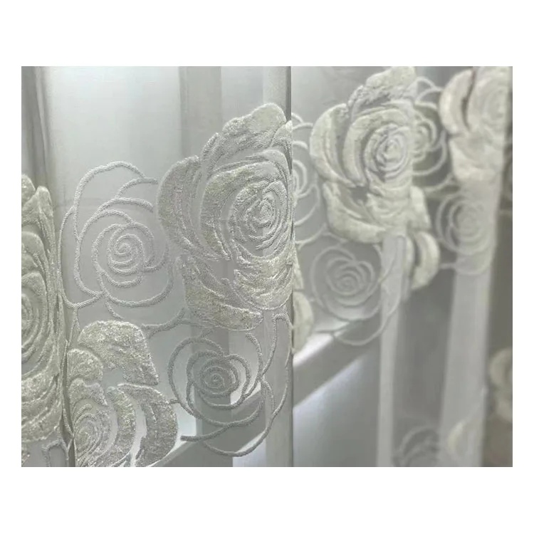 floral jacquard warp knit fabric curtains sheer for the living room home fabric