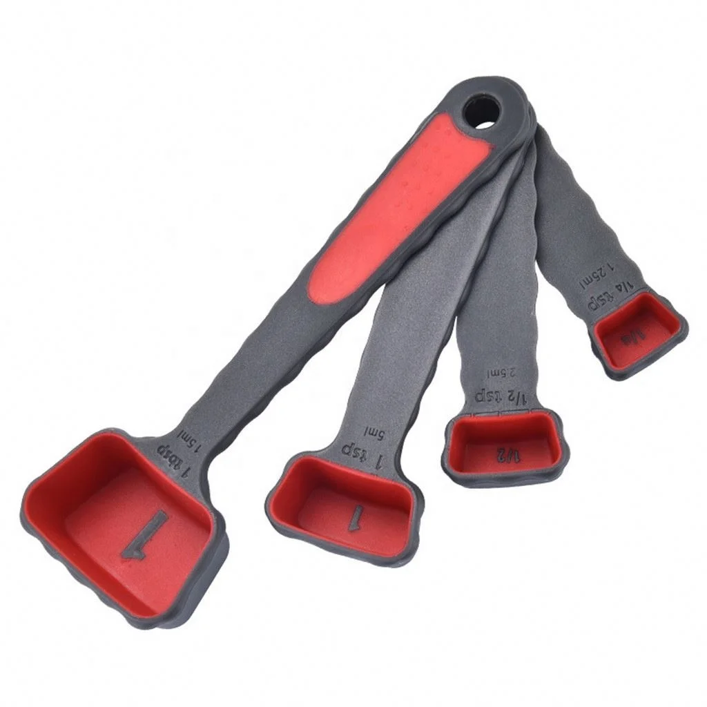 4pcs/Set Food Grade silicone Measuring Cups and Spoons Set Kitchen Tool Cute collapsible Measuring Spoons