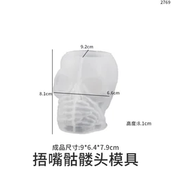 M4343 Skull Pen Holder Mold Storage Box Halloween Gypsum Decoration Silicone Mold