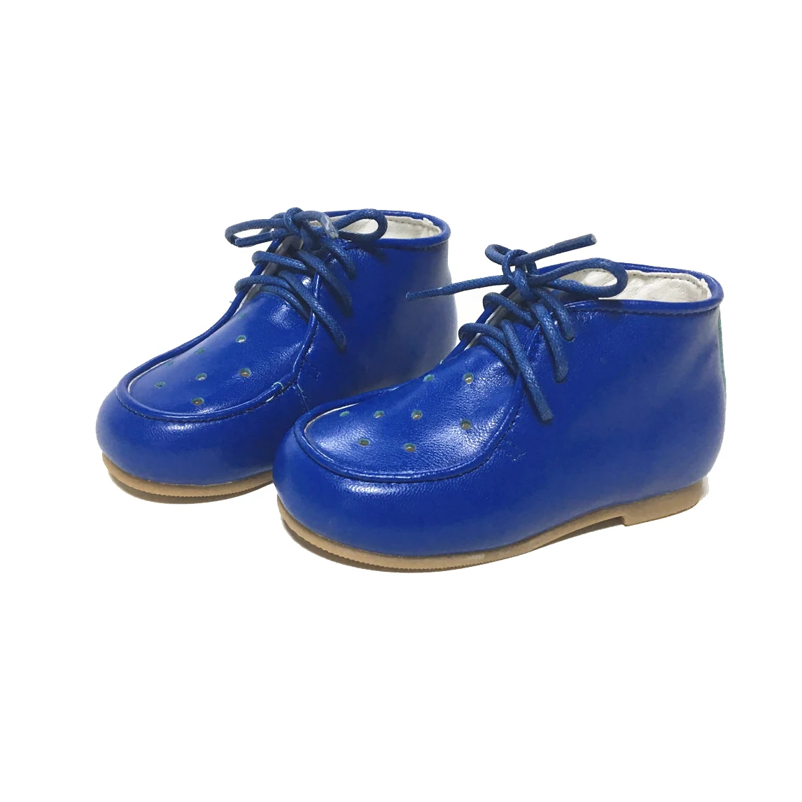 2022 Новое поступление высококачественные кожаные туфли с отверстиями на шнуровке для маленьких девочек Кожаные Туфли синие детские повседневные туфли