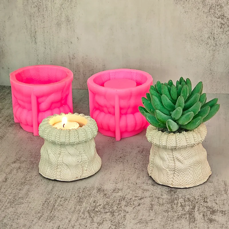 Early Riser Small Wool Knitted Hats Gypsum Flower Pots Candlestick Silicone Mold DIY Storage Boxes Candles Jars Mouldings