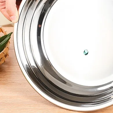 Korean Style 201/304 Plated Gold Stainless Steel Outdoor Camping Dinner Salad Dish Plate for Restaurant