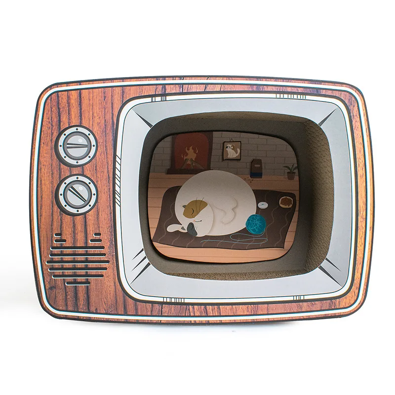 Tv-shaped corrugated paper does not wear off crumbs cat house